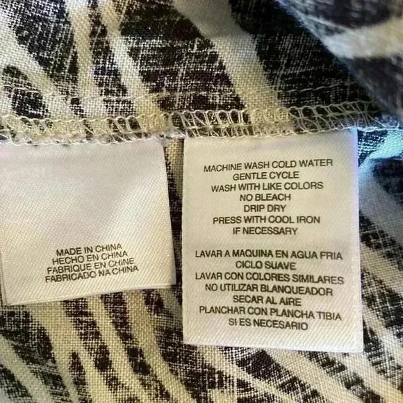 Jones New York Zebra Print 100% Linen 3/4 Sleeve Shirt Tunic Plus Size 2X. - Picture 8 of 13